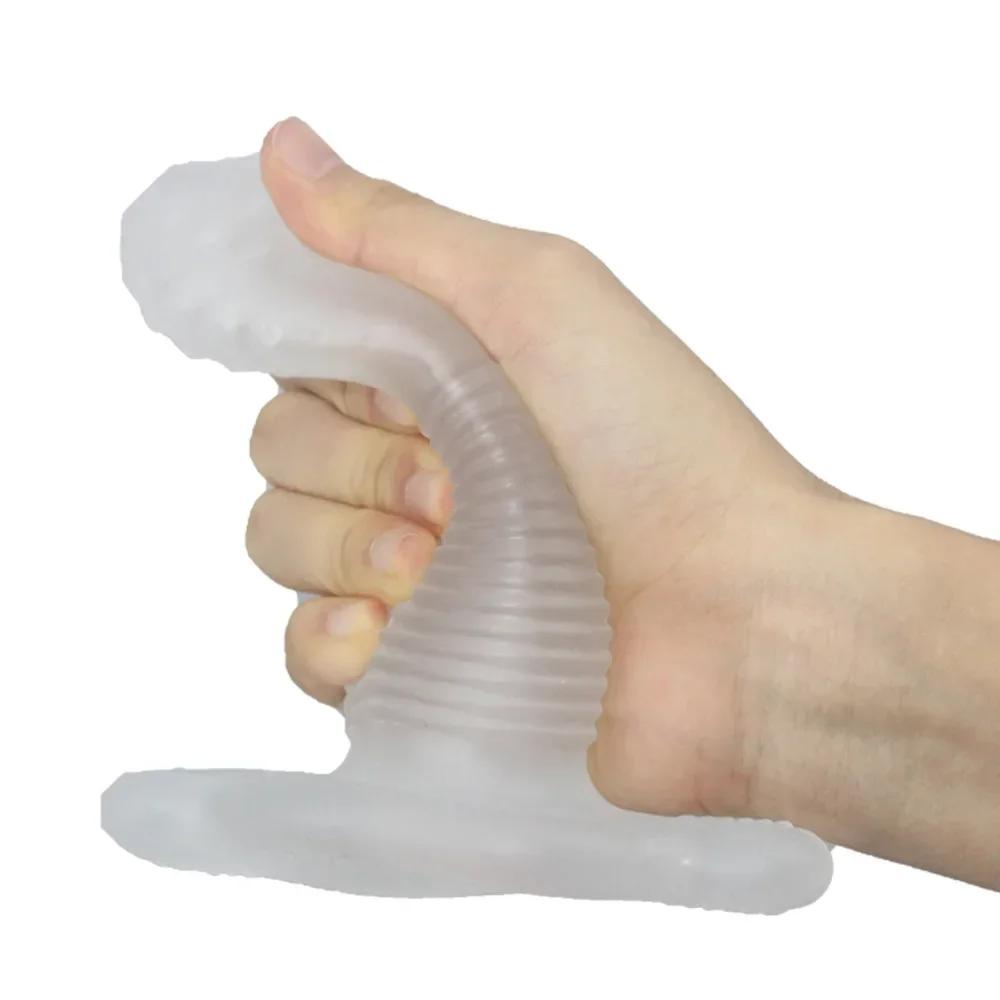 Hollow Dildo Anal Plug for Men Penis Enlargement Cock Extender Women Vaginal Butt Expander Dick Condoms Couple Erotic Sex Toys