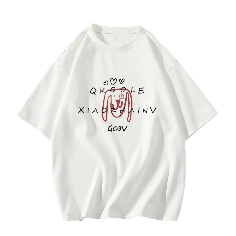 summer casual loose pink white t shirt high street cute letter print young girl short sleeved t-shirts for women's harajuku streetwear tshirt y2k tops