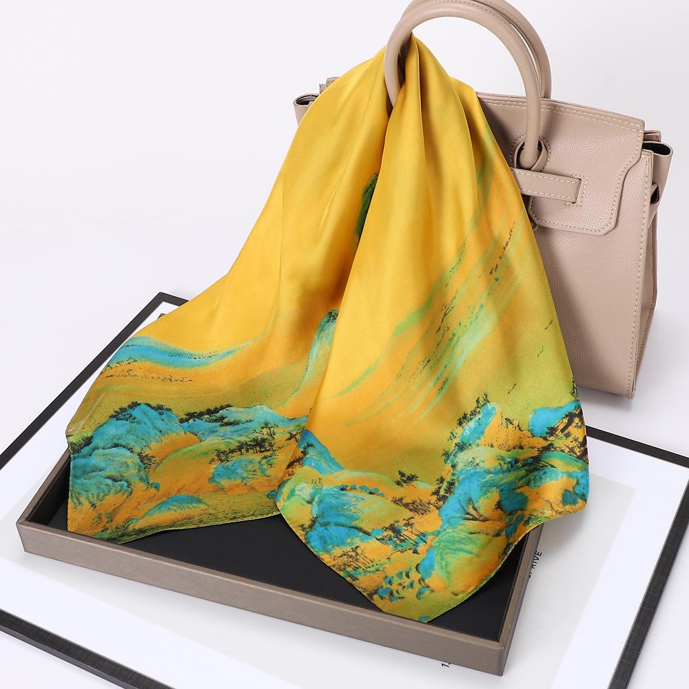 Small Scarves With Spring And Autumn Prints  New Simulation Silk Square Scarves For Women's Fashion High-end Scarves Versatile Small Scarves