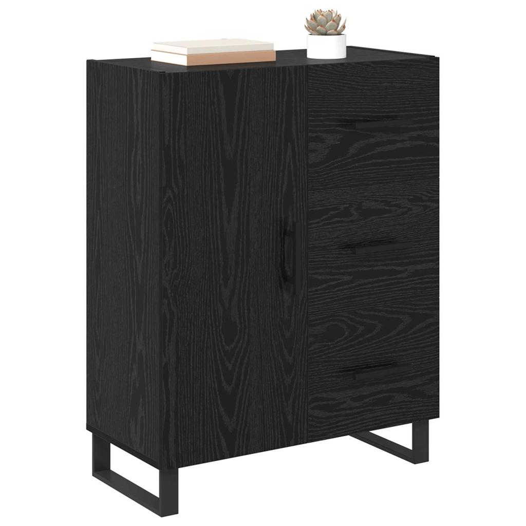 Sideboard with Drawers Black Oak Effect 69.5 x 34 x 90 cm