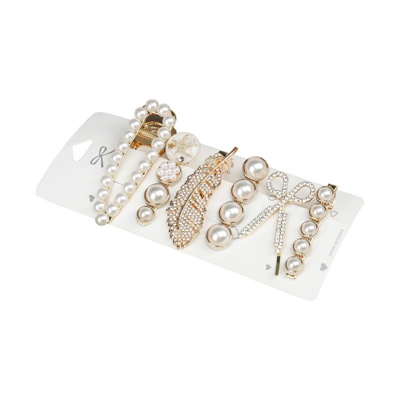 5pcs Women's Hairpin Side Hair Clip Set Designer Pearl Headwear Bangs Hairpin Headpiece Hair Accessories Hairwear Duckbill Clip
