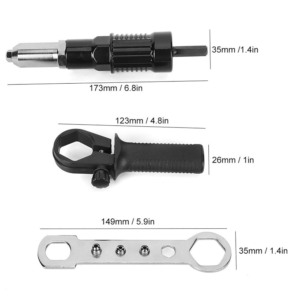 4 Rivet Heads Drilling, Milling, and Engraving Work 2.4mm/3.2mm/4.0mm/4.8mm Non-Slip Handle Rivet Gun Adapter Kit