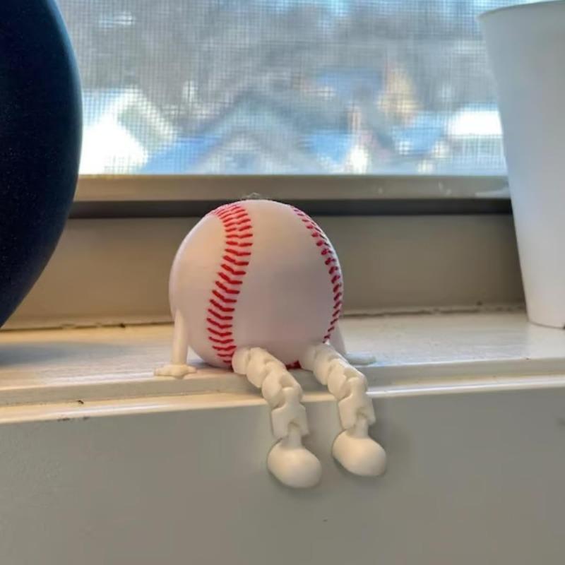 Sports Ball Figurine Collection,Miniatures Ball Sports Set with Articulated Leg, Funny 3D Printed Golf,Basketball,Soccer Desktop Decor,Office Desk
