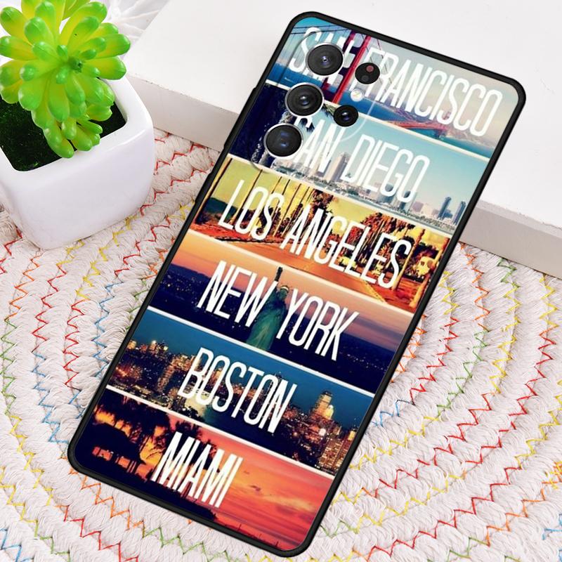NEW YORK AMERICAN CITY Silicone Phone Case For Samsung Galaxy note 10 pro S26 S25 S24 S23 S22 S21 Plus S25Ultra Capa Cover