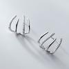 Yousheng 1 Pair Huggie Earrings Rhinestone Contrast Color Claw Shape Hollow Anti-allergy Electroplated Lightweight Stainless Ear Decoration Jewelry
