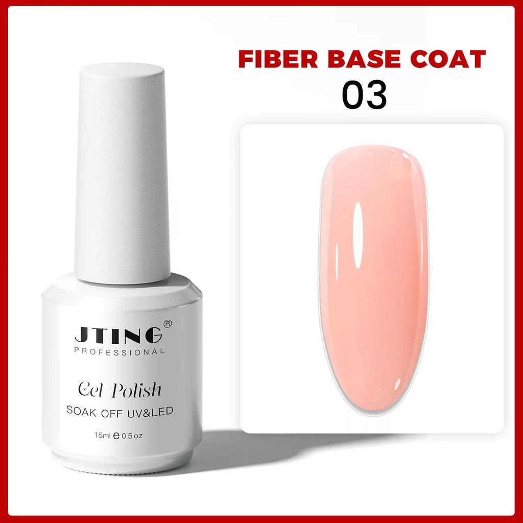 JTING Factory Professional Fiber Base Coat 6colors Nude pink Base Coat Gel Polish OEM Free Design Private Label Gel Nail Polish