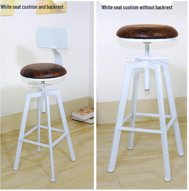 American Solid Wood & Iron Bar Stool, Coffee Shop Chair, Adjustable Counter & Bar Seating, Free Shipping