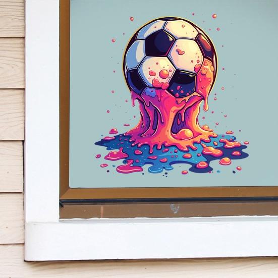 Soccer Window Clings Soccer Ball Static Window Stickers Removable PVC Decals for Home Office School Football Event Party Decoration