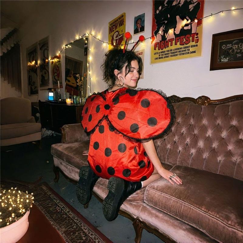 Costume Coccinella di Halloween per Donna Vestito Cosplay Ape con Ali