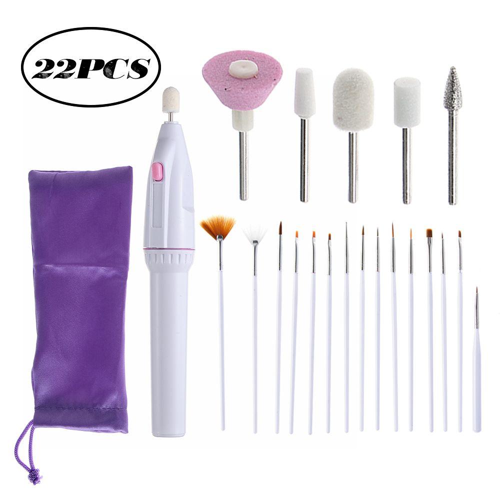 Módní vrtačky Přenosná sada elektrických pilníků na nehty Štětce na nehty pro manikúru Pilníky na nehty