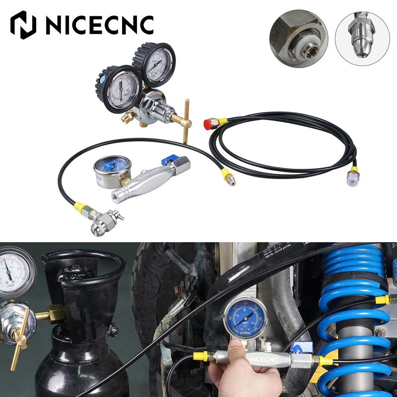 Nitrogen Shock Fill Tool With 2" 600psi Gauge Schrader Valve For Polaris RZR Raptor FOX ATV UTV Yamaha Honda Suzuki Kawasaki