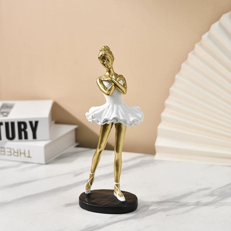 Ballet Girl Ornament Resin Handicraft Affordable Luxury Golden Silvery Desktop Living Room Ornament Modern Creativity For Gift
