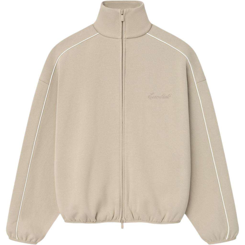 Fear of God Essentials Modern Fleece Track Jacket With Piping Timber/Cloud White Men Outerwear Cream 202SP256891F