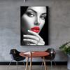 Peinture sur toile avec femme aux lèvres rouges, affiches et impressions, art mural, image pour la décoration de la maison du salon