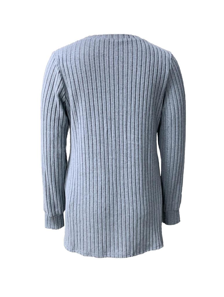 2025 Autumn/Winter Women's European Style Long Sleeve Loose Knit Top with Pockets