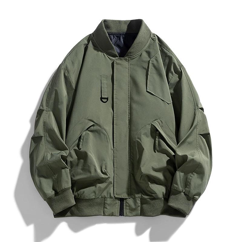 Men's Spring and Autumn Thin Plus Size Solid Color Zipper Casual and Comfortable Workwear Jacket