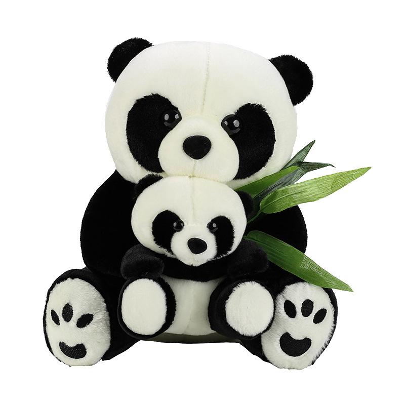 Cute Mother And Son Panda Black And White Bamboo Leaf Panda Doll Plush Toy Children'S Birthday Gift