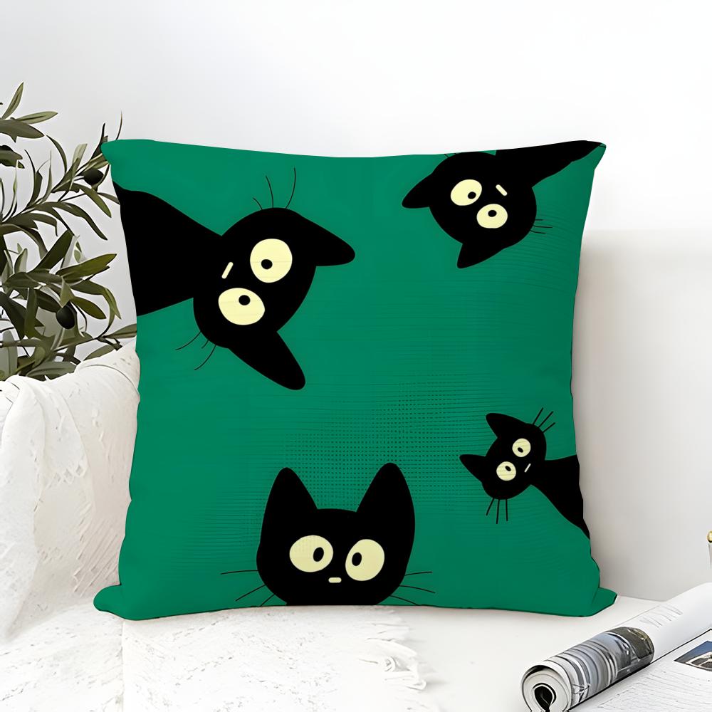 Funny And Surprising Cat Patterns Pillow Case Cotton Linen Fabric Square Zipper Pillowcase Home Decorative Living Room