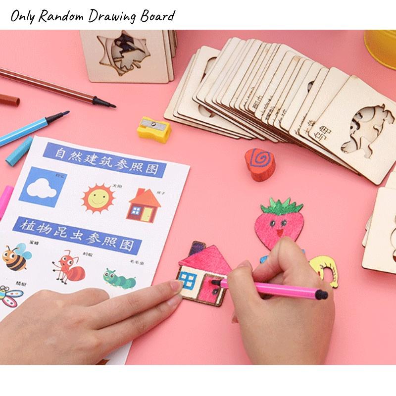 Montessori Holz Zeichenschablonen Set Für Kinder 20 Bunte Vorlagen Für Kreatives DIY Malen Und Lernspiele Chars)