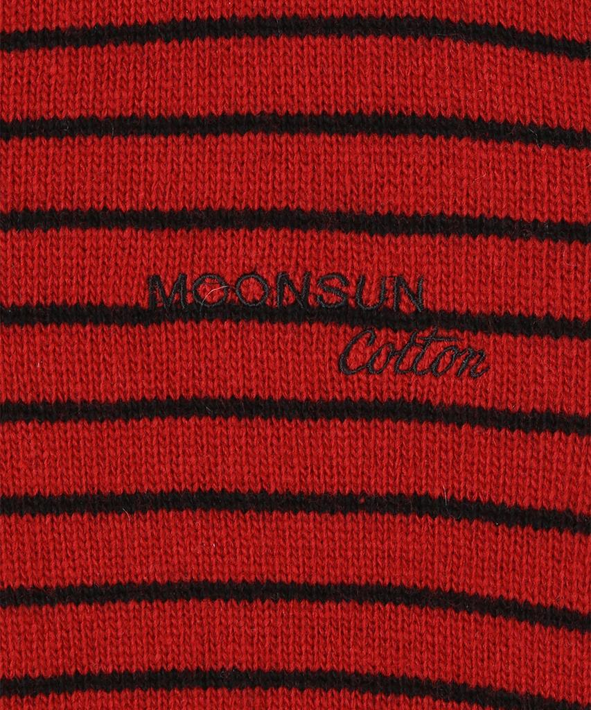 MOONSUN 02 M.C Unisex, Stripe Wool Collar Knit / Deep Red