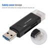 New Multifunctional 3 In 1 TypE C Micro USB Card Reader High Speed Transmission (Black)