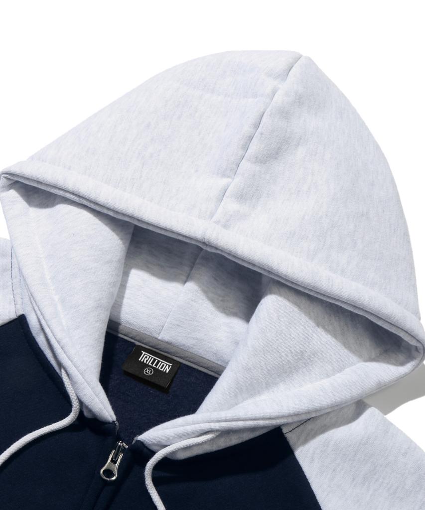 Trillion Raglan Color Mix 1992 Graphic Zip-Up Hoodie (Navy)