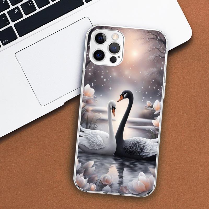 Black Swan Noble Phone Case For Apple iPhone 11 12 13 15 14 Pro 7 XR X XS Max 8 Plus + Mini SE Customized Print Soft Cover