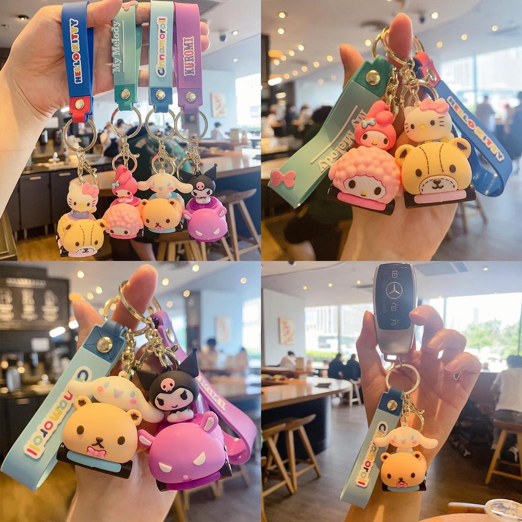 Cute Cartoon Sanrio Car Pvc Keychain Bag Pendant Creative Decoration For Cars Tiger Card Jg-1083