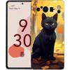 Artistic Black Cat Starry Night Phone Case For Google Pixel 9 8 7 6 Pro XL 8A 7A 6A TPU Shell Soft Shockproof Black Cover