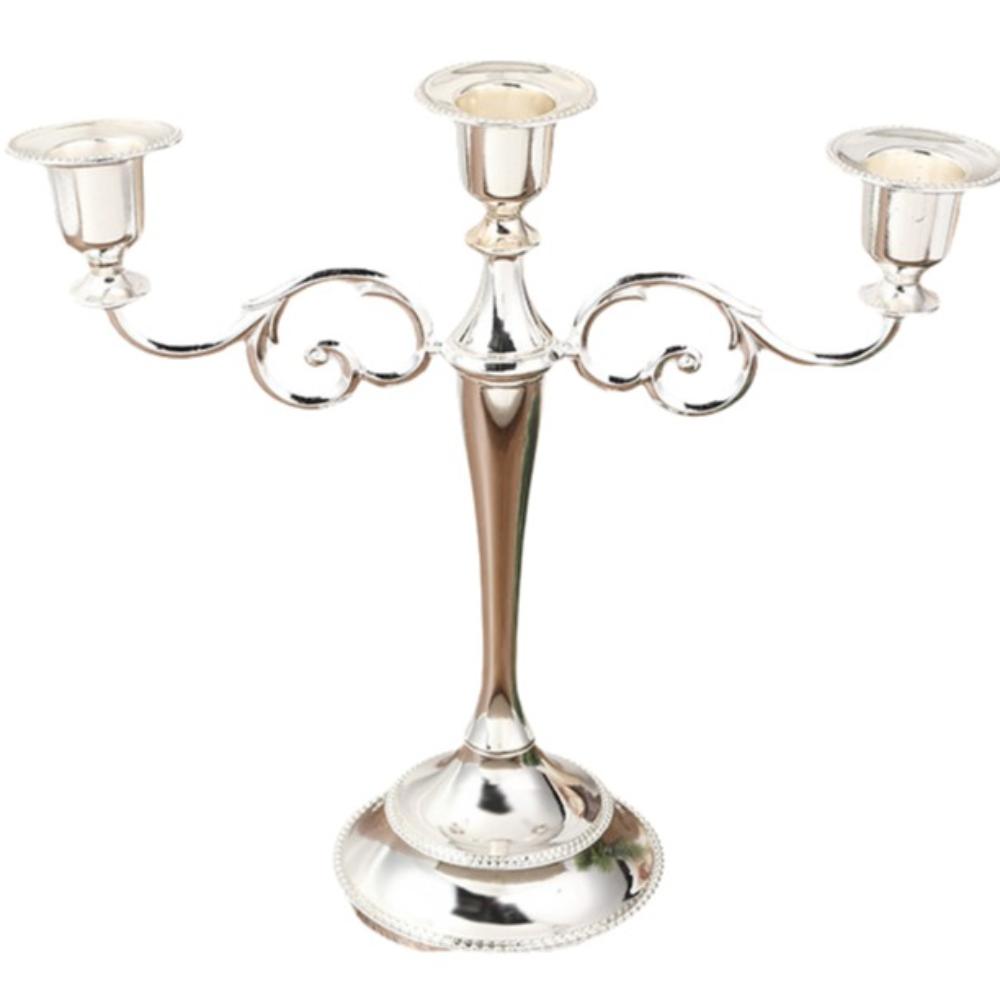 Vintage Metal Candle Holder Elegant Exquisite Design Candlestick Holder High Gloss 3 Arms Candle Holder Dining Tables