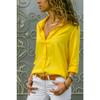 Women's Spring Autumn Chiffon Blouse Long Sleeve Deep V Neck Button Down Solid Color Casual Office Plus Size Shirt for Ladies