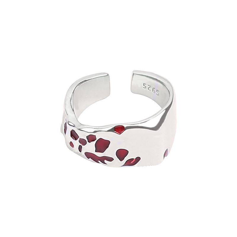 

Unique Red Dot Drip Glaze Open Ring For Women Stylish Geometric Copper Adjustable Band