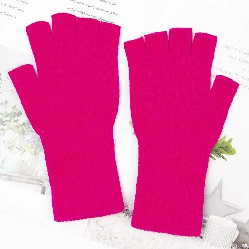 Unisex Knitted Half Finger Gloves Long Wrist Fingerless Gloves for Women Men Winter Black Warm  Workout Cycling Gloves