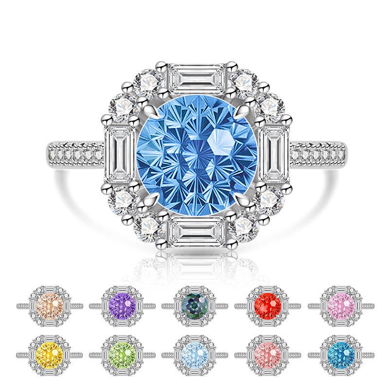 Copper Light Luxury Elegant Dahlia Cut High Carbon Diamond Sugar Cube Ring Women'S Jewelry