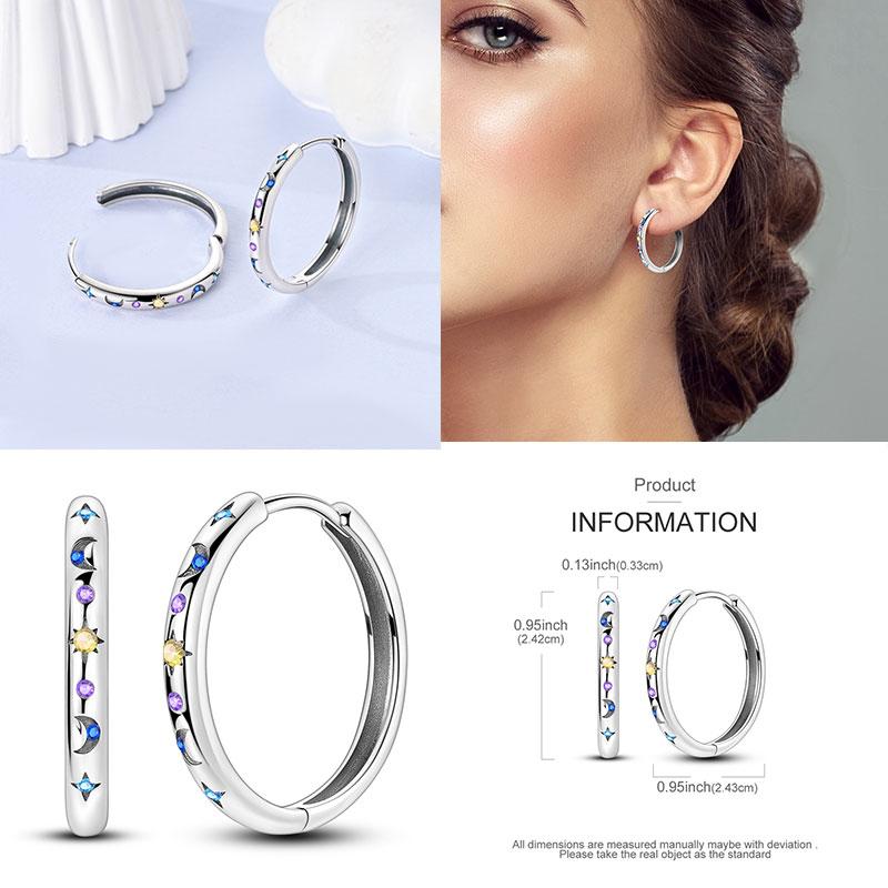 New Earrings 100% Genuine 925 Silver Women Hoop Earring Women's Wedding Engagement Girlfriend Wife Birthday Gift