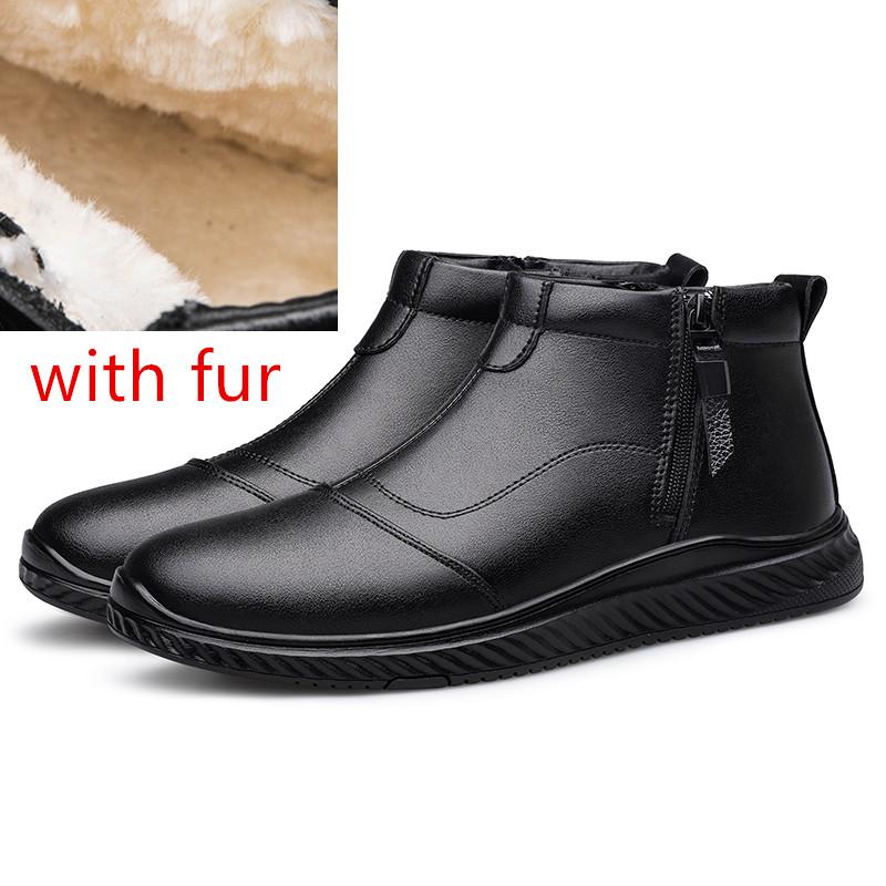 

Модные мужские зимние ботинки, теплые плюшевые утолщенные ботинки, кожаная обувь, нескользящие ботильоны, coturno masculino, мужские хлопковые ботинки 45