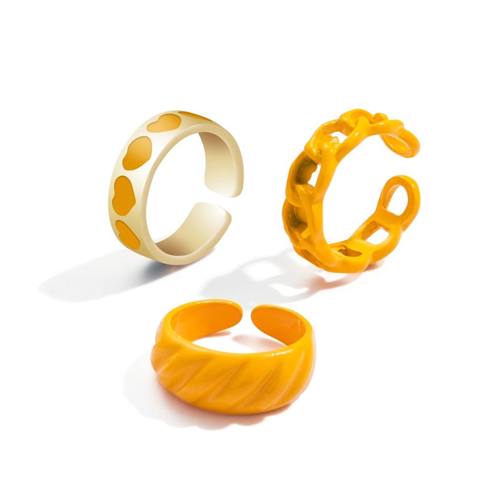 Retro Gentle Hollow Dripping Oil Retro Ring 3-piece Set Fashion Trend Punk Ring Set Decoration