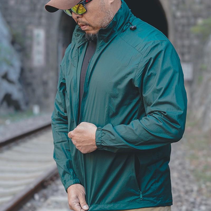 

Forbearance Men s Skin Clothes Anti-splashing Water Fishing Light Sunscreen Ultra-thin Windbreaker Outer M зелёный