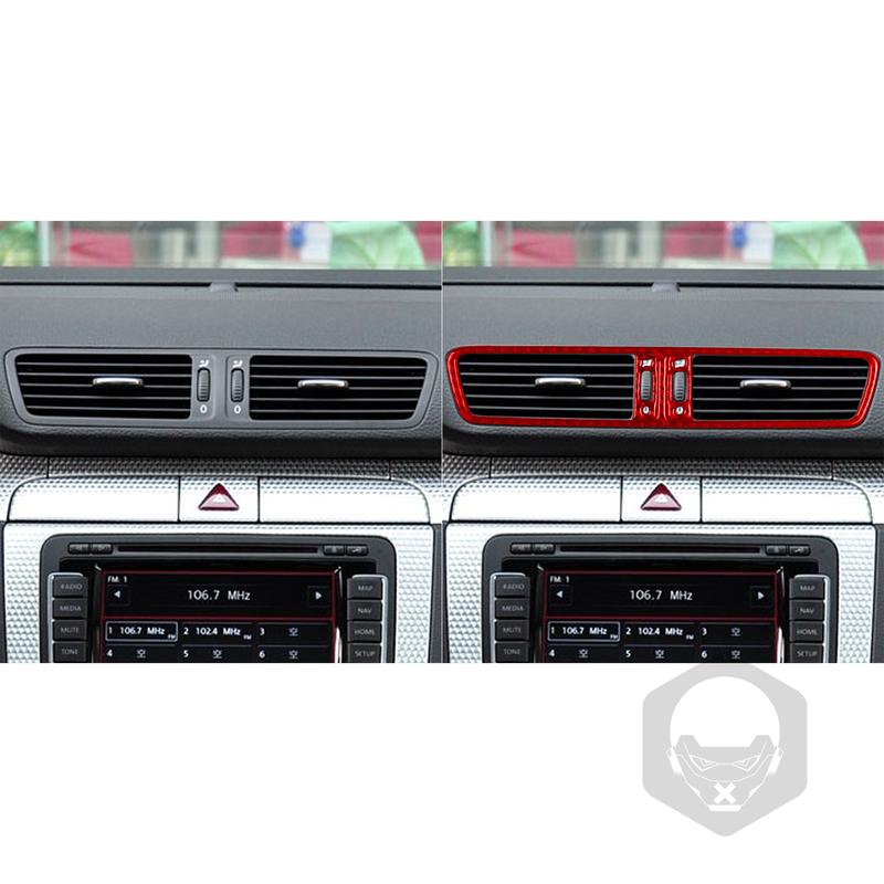 For VW Volkswagen Passat B6 2006-2011 Center Air Outlet Trim Frame Cover Soft Real Carbon Fiber Sticker Car Interior Accessories