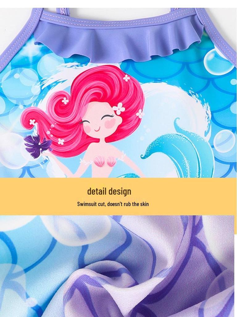 Girls' Mermaid Scale Halter Swimsuit with Ruffle (2025)