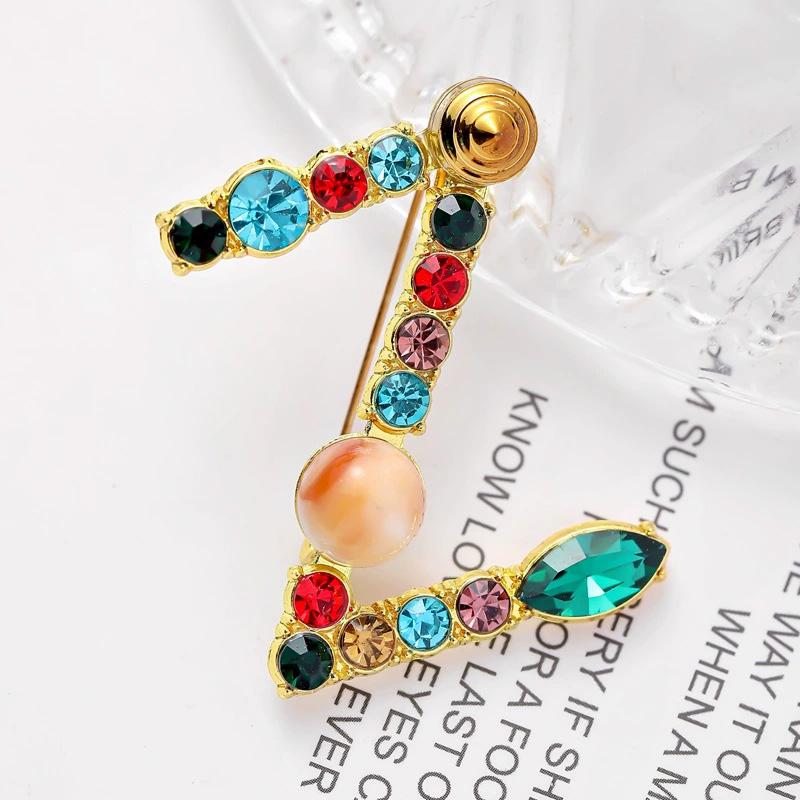 1PC 26 Letters Colorful Jewelry Gifts for Women Alphabet Brooch A-Z Rhinestone Letter Pin