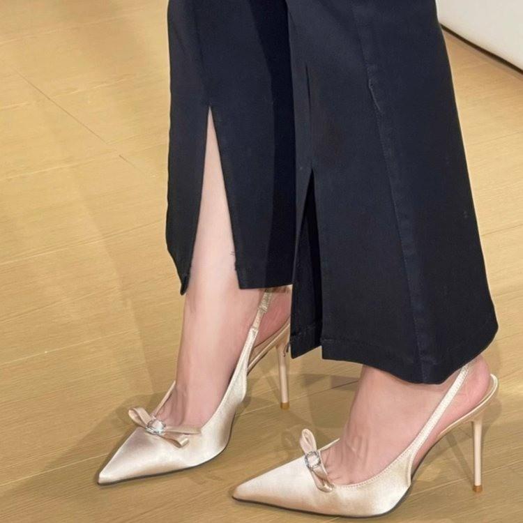 Fashion New Style Women's Sexy Sandals Elegant Patent Leather Pointed-toe High Heels Comfortable Banquet Thin Heel Sandals Zapatos Mujer
