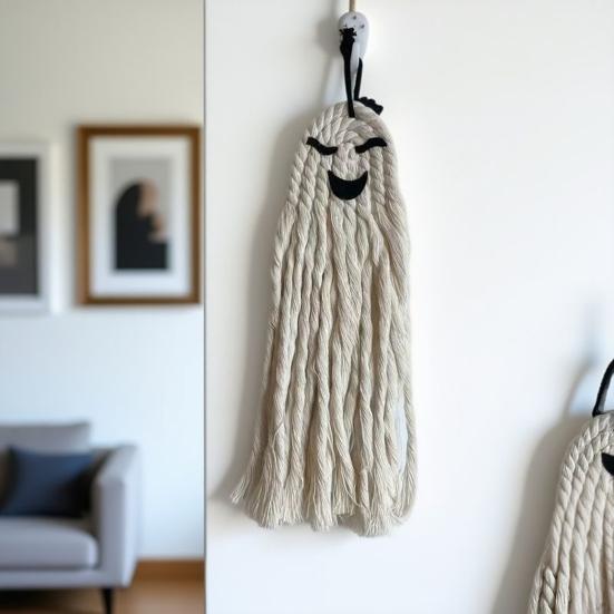 Halloween Ghost Wall Hanging Decoration Boho Handwoven Cotton Rope Ghost