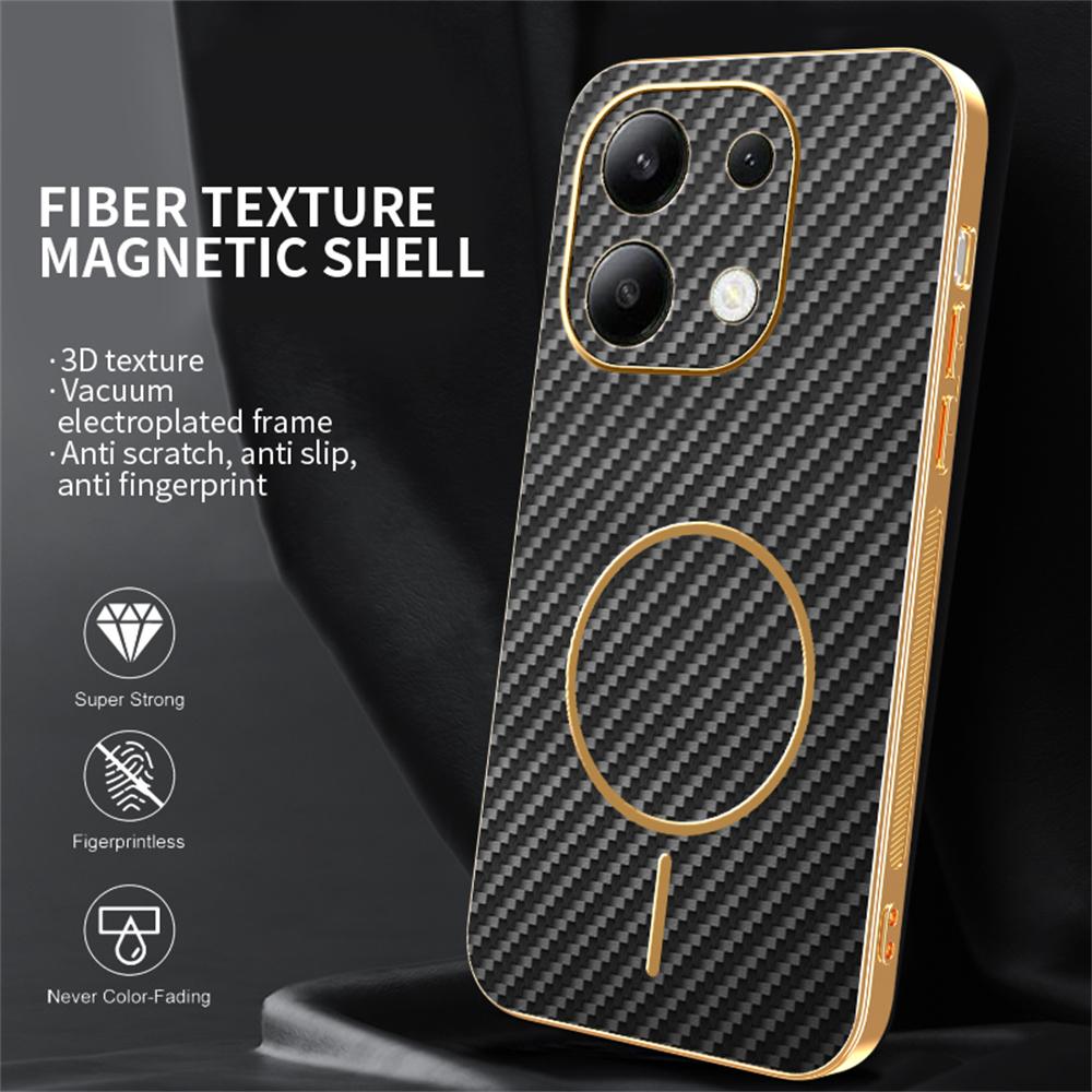 Für Xiaomi Redmi Note 13 4G Handyhülle Karbonfaser-Textur Galvanisierte TPU-Rückseite