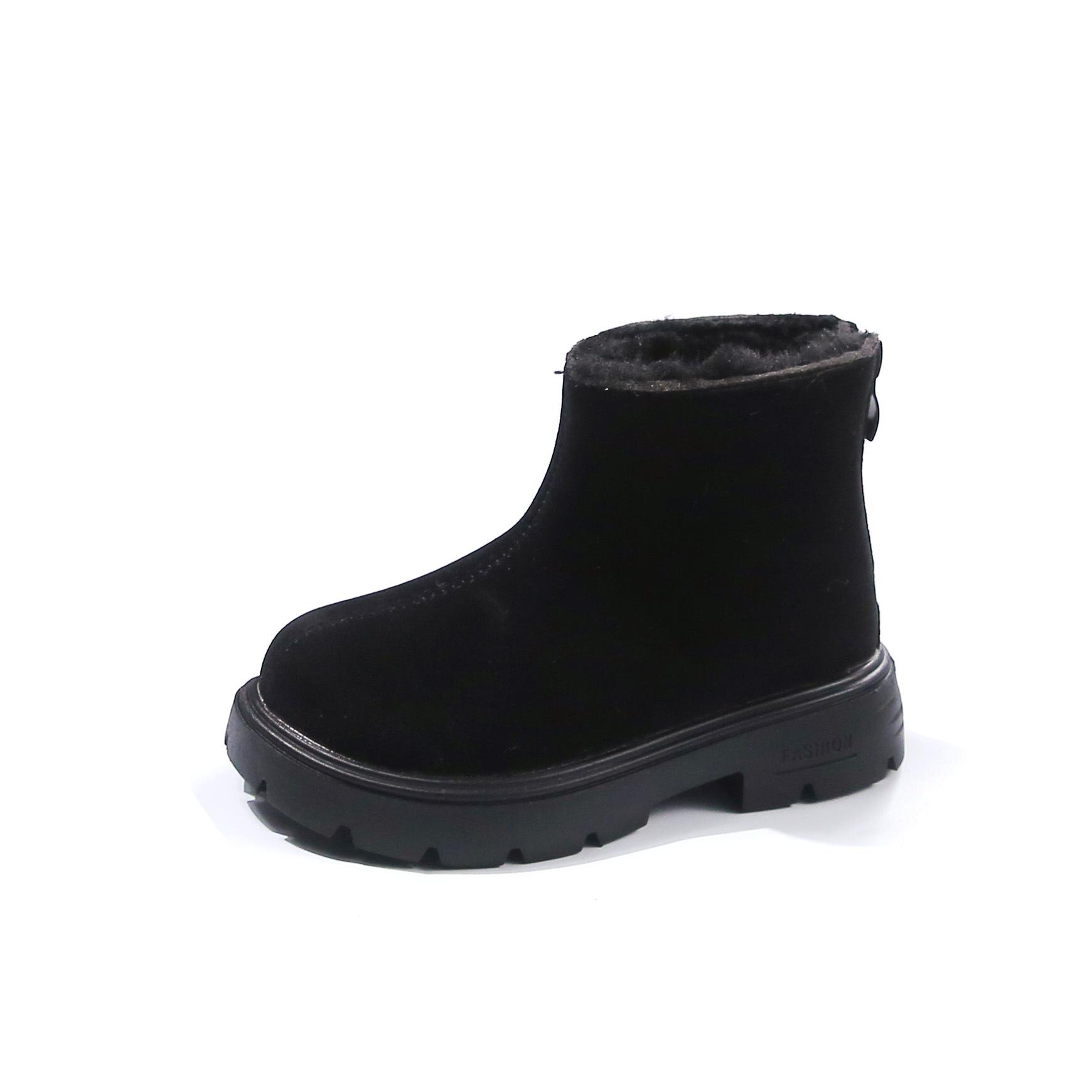 

Зимние детские сноубутсы 2024 года, однотонные, простые, повседневные хлопковые ботинки для девочек, модные универсальные детские ботильоны, утепленные плюшем 23