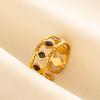 Balck Enamel Gold Plated Heart Fire Evil Eye Stainless Steel Ring Vintage Finger Jewelry Sun Moon Star Rings For Women Men Bague