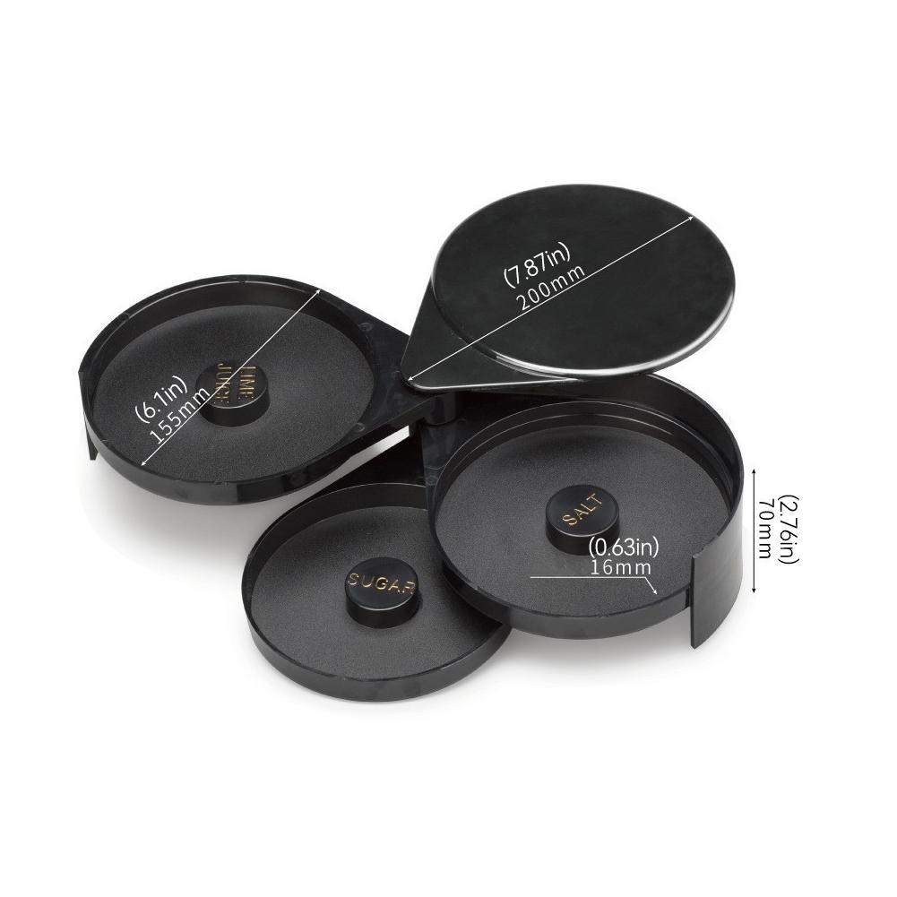 3 Tier Rotating Salt Rimmer Box Mixing Salt Sugar Rim Box Salt Sticking Device Juice Cocktail Seasoning Rimmers Bartender Bar Accessories