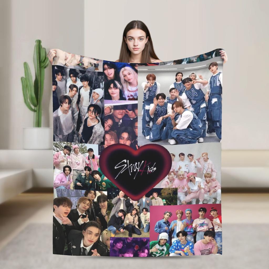 Blankets Travel Office Flannel Throw Blanket Kpop Stray-kids S-skzoo FELIX For Living Room Warm Design Quality Bedspread