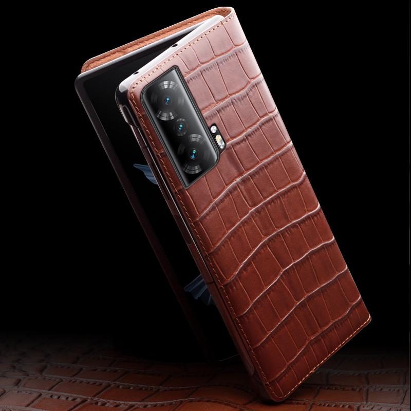 QIALINO For Honor Magic Vs 5G Case Smart View Window Genuine Cow Leather Phone Cover