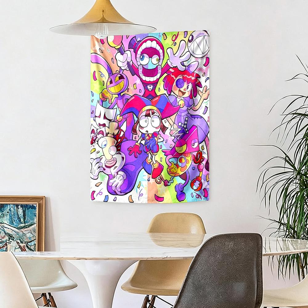 Digitaler Zirkus5 Wanddekoration Wandteppich Kunst Für Haustier-Gedenken Geburtstag Hochzeitsfeier Hintergrund Familien-Geschenk